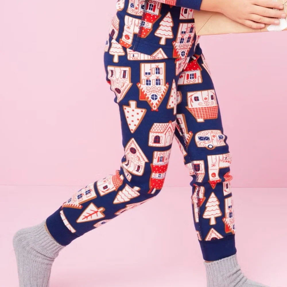 Hanna Andersson Long John Cotton Pajama‎ Pants in Gingerbread Village